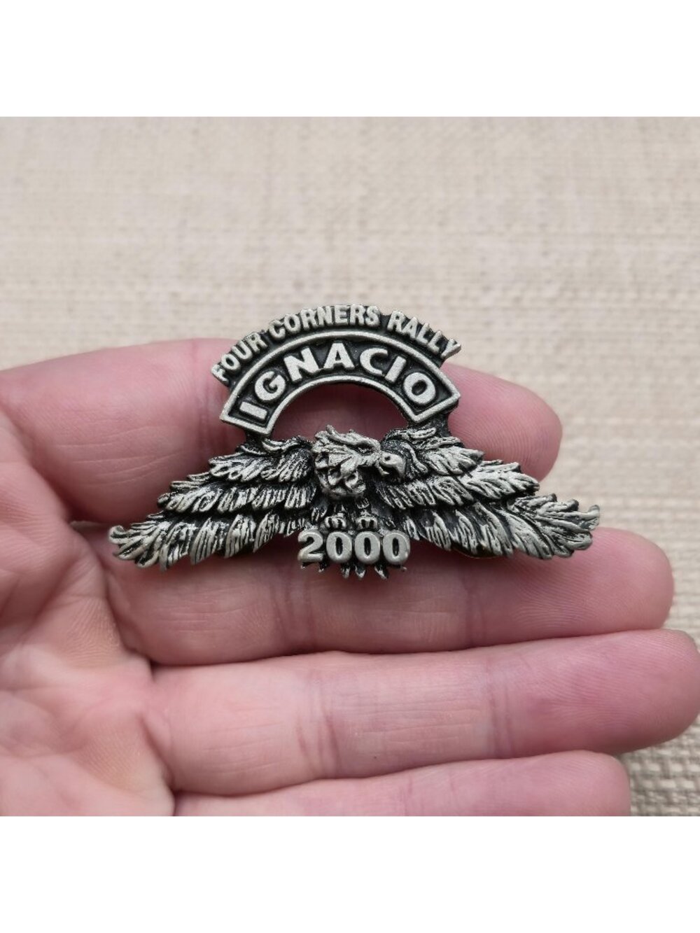 Vintage 2000 Four Corners Motorcycle Rally Ignacio Eagle Pewter Lapel Pin B1555